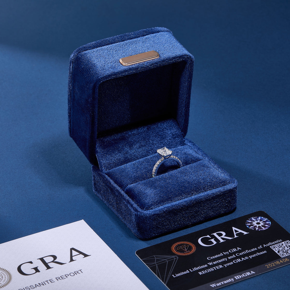 Radiant solitaire ring