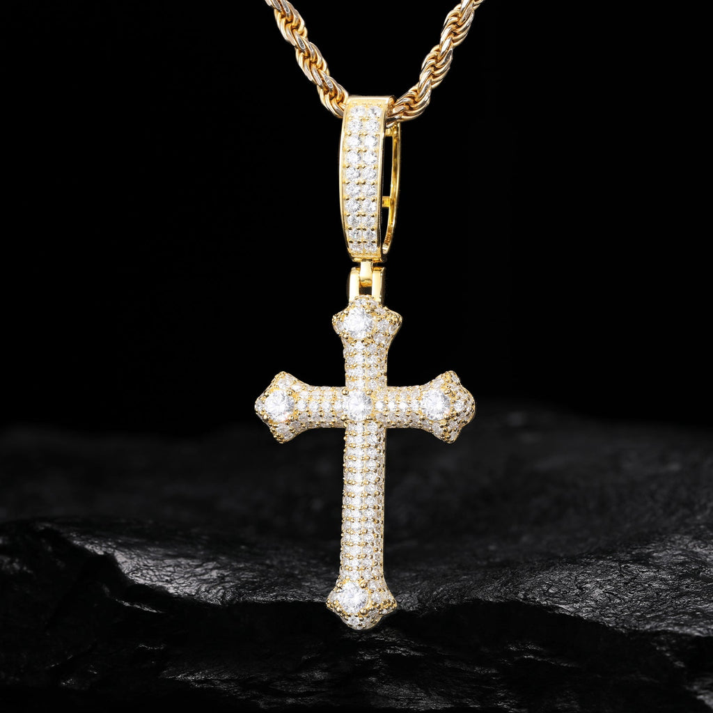 Moissanite bone cross pendant