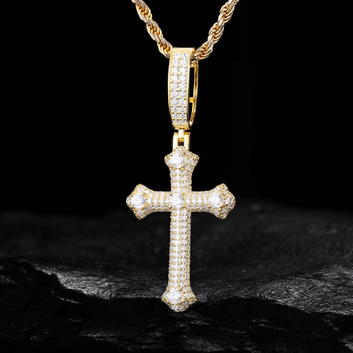 Moissanite bone cross pendant