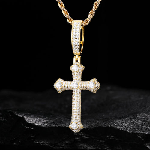 Moissanite bone cross pendant