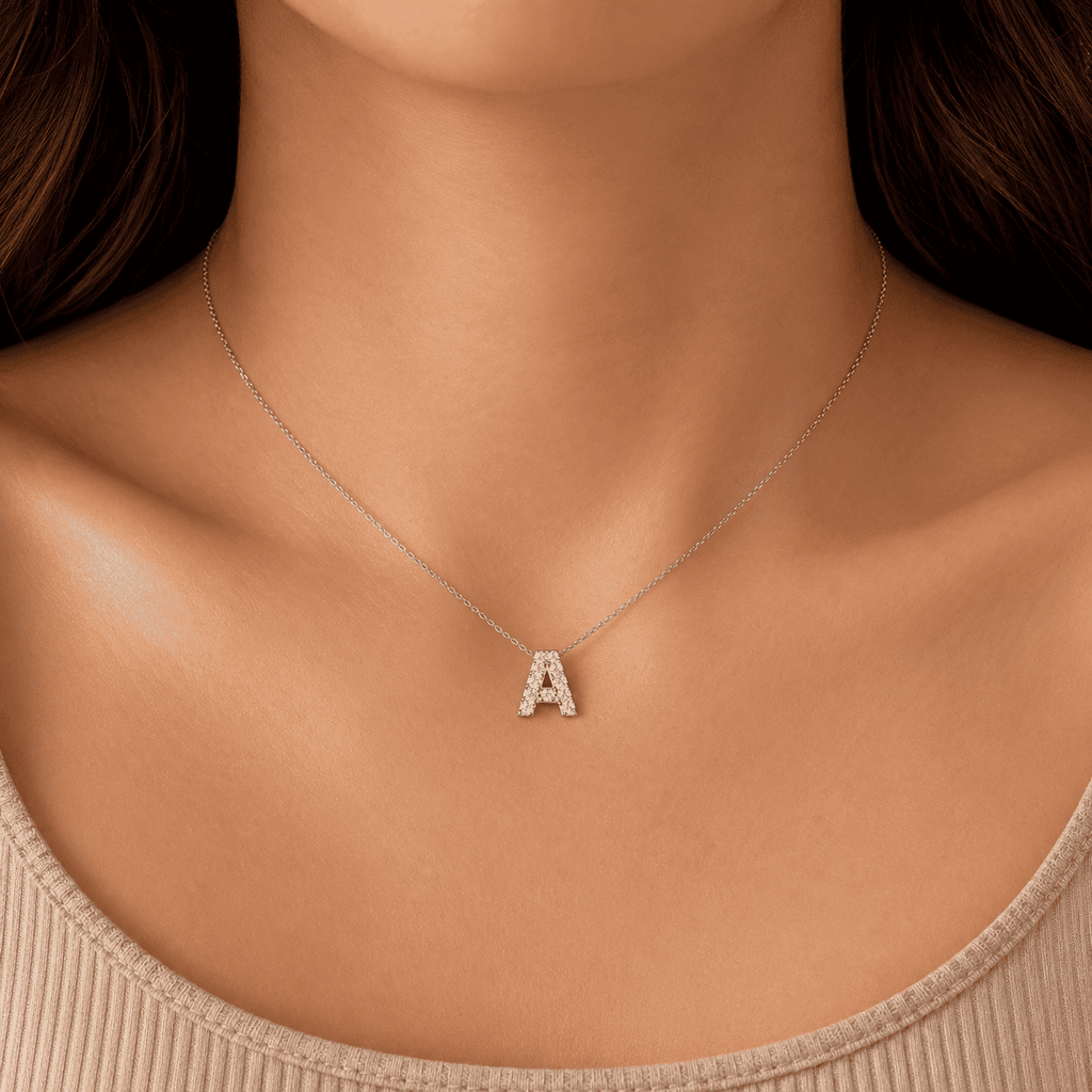 Initial necklace worn