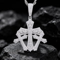 Moissanite gothic shield cross pendant