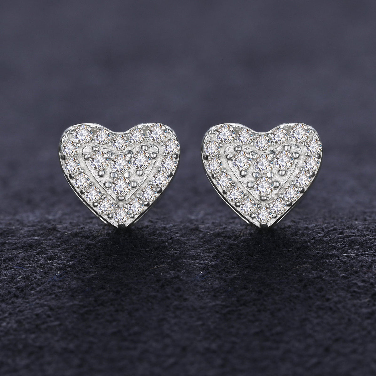 Moissanite heart pave stud earrings