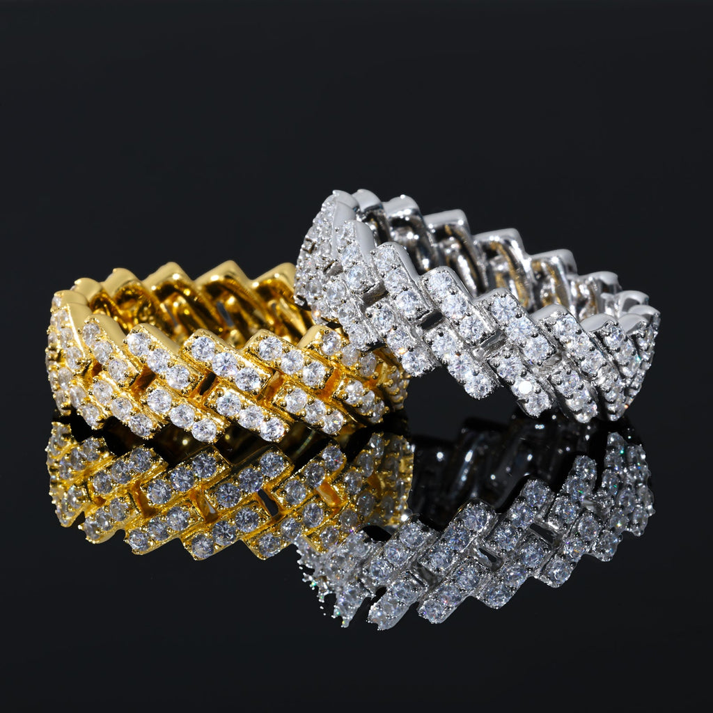 Iced link ring worn