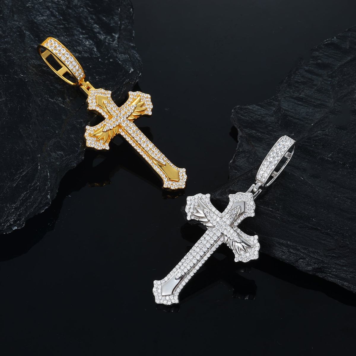 Feather cross pendant