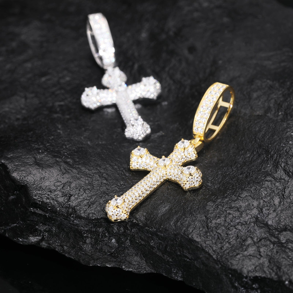 Bone cross pendant worn