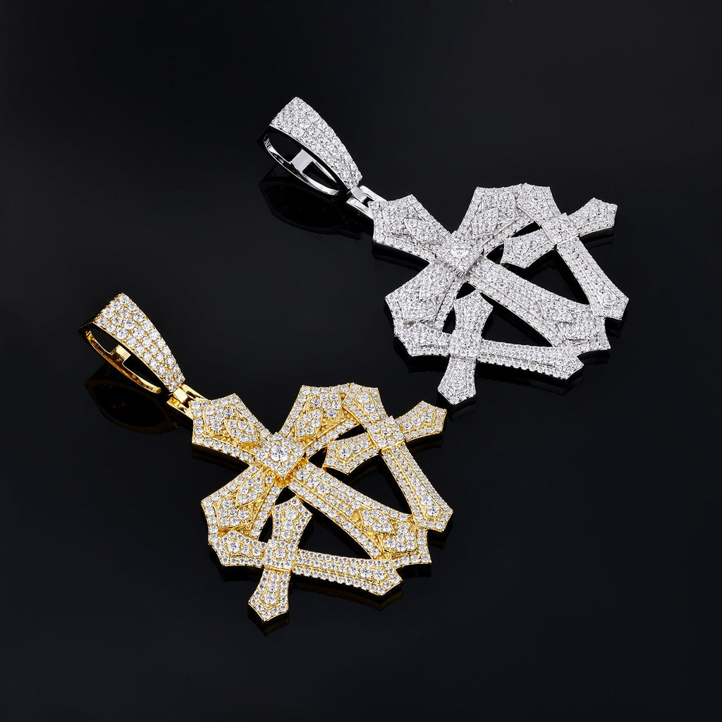 Gothic cross pendant worn
