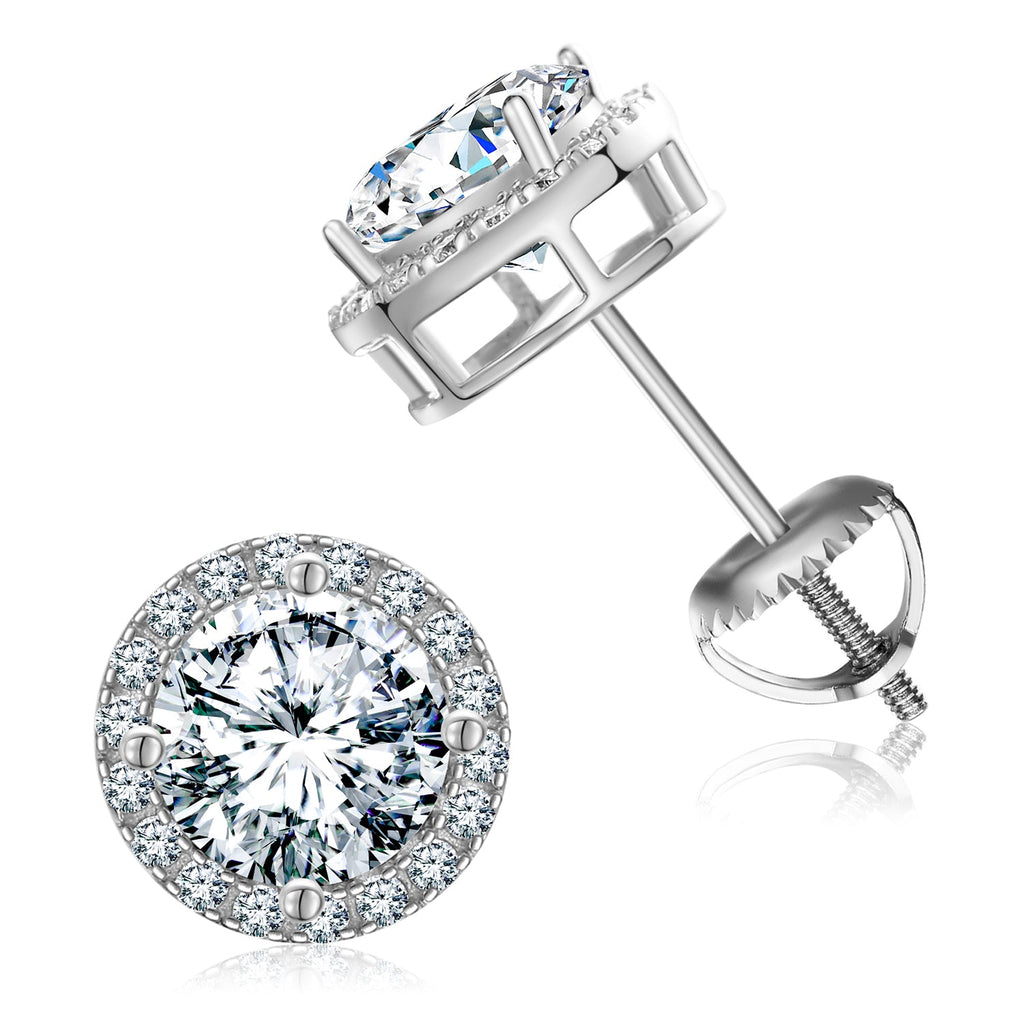 Moissanite halo stud earrings