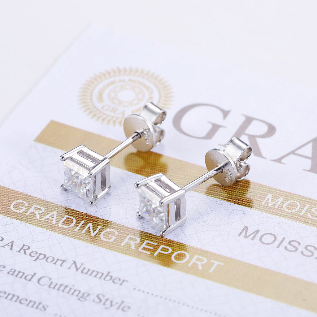 Princess cut studs