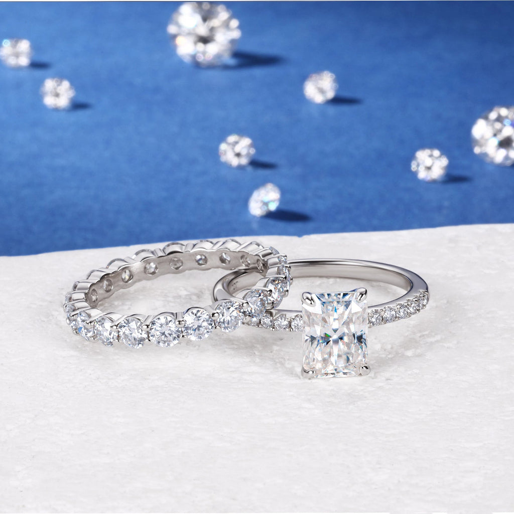 Radiant solitaire ring worn