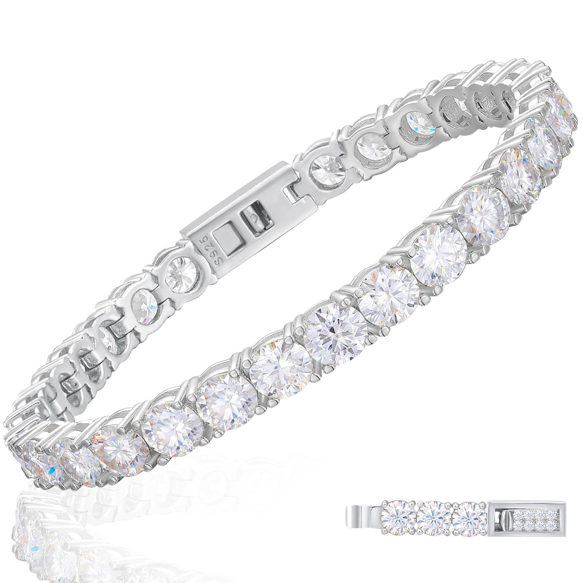 Moissanite tennis bracelet in silver