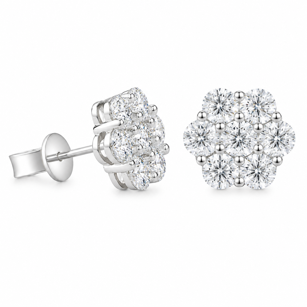 Moissanite cluster stud earrings