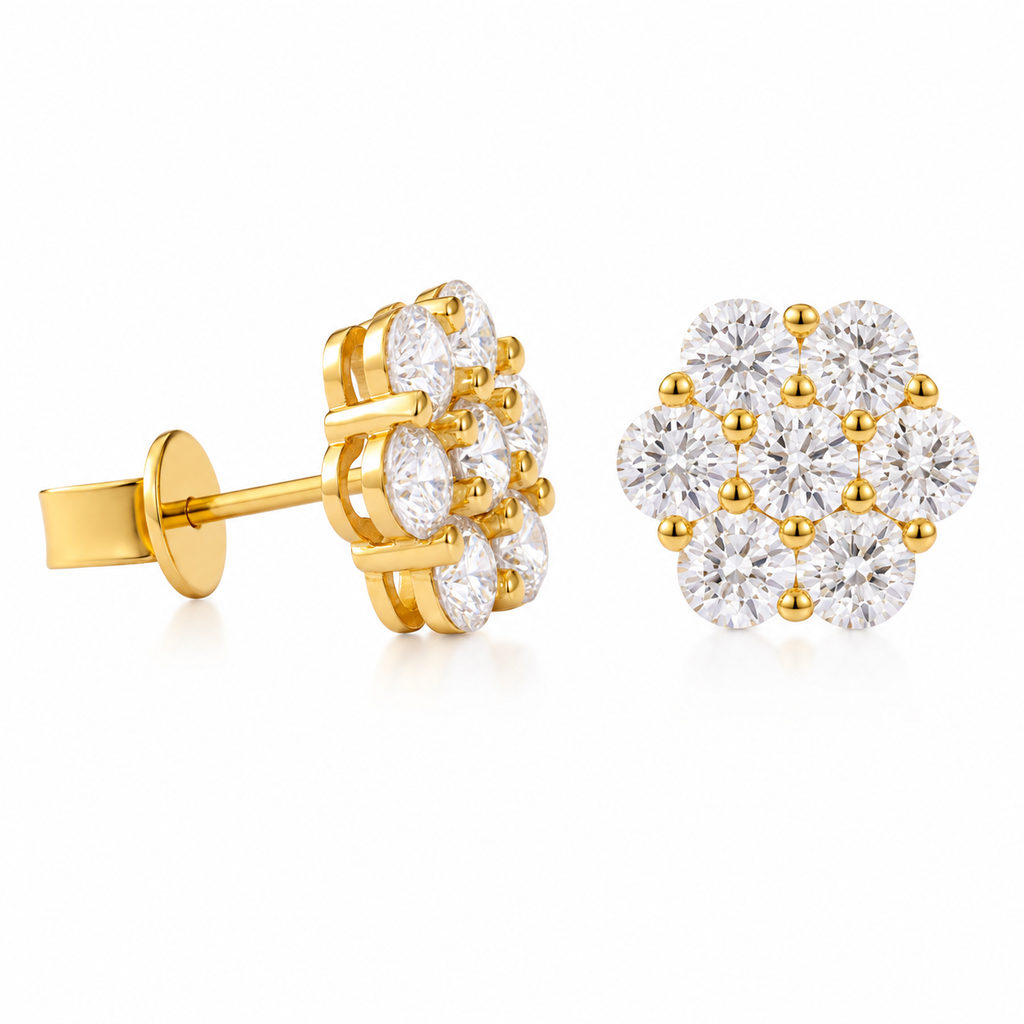Cluster studs gold