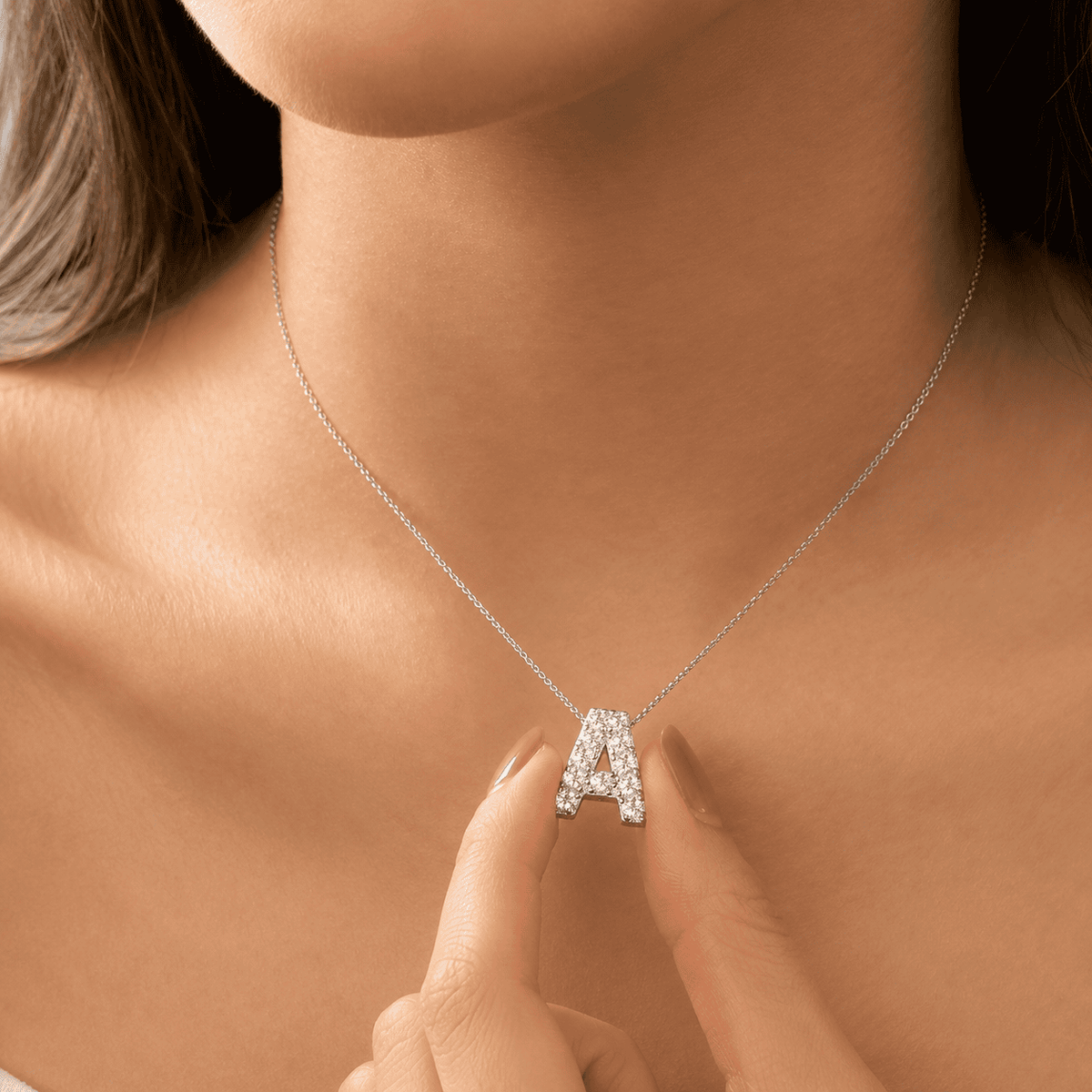 Moissanite initial necklace